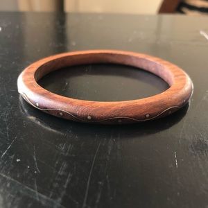 Wooden bangle with gold accents
